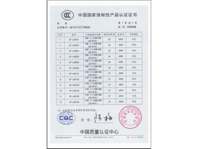 CCC证书附录样本